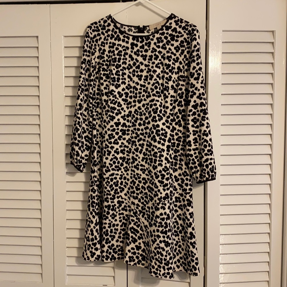 Loft black and white leopard dress